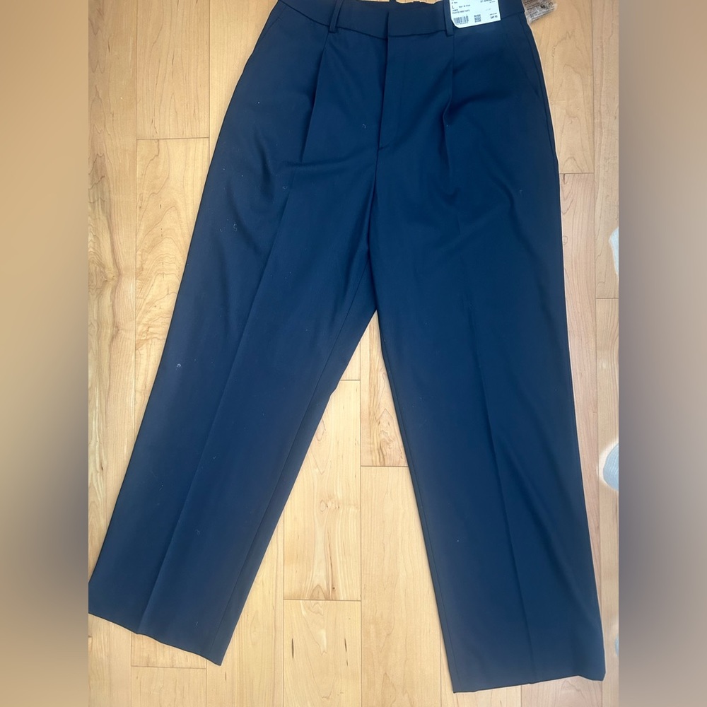 Uniqlo Navy Pleated Wide Pants